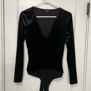 Express velour V neck plunge bodysuit. Never worn, no tags